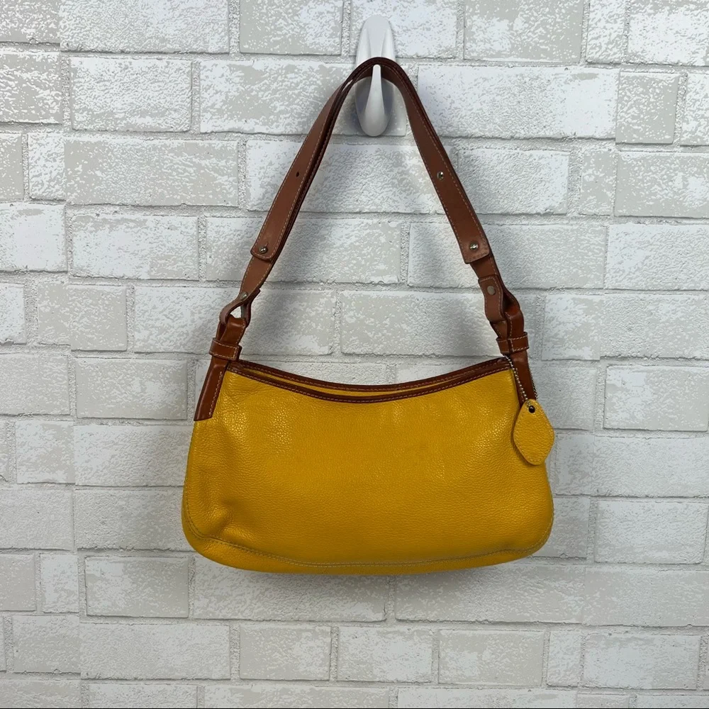 i santi Italian Pebbled Leather Yellow Shoulder Bag, Women's - Picture 2 of 9